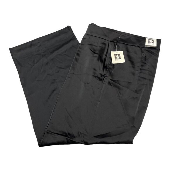 Anne Klein Womens 14 Montreal Wide Leg High Rise Satin Pants Side Zip Cocktail‎ - Picture 1 of 10